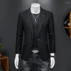 Мужские костюмы Mens Black Blazers 2023 Spring Men Blazer Smart Casual Jacket Solid Business Backets Мужской офицер S-5XL