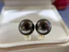 Stud Earrings Real 18K Gold AU750 8-9MM Southsea Tahiti Black Color Round Pearl Nice Party Wedding Women Female Girl Gift