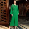 Ethnic Clothing Muslim Woman Dress Pure Green Luxury Hand-stitched Diamond Abaya Dubai Party Dressees For Women