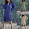 Vestes pour femmes Veste de pluie pour femme avec capuche légère à manches longues coupe-vent zippé avec cordon de serrage poches col pull