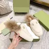 Designer Slippers Princetown Slipper Heren Schoenen Leren Muiltjes Zacht Bont Suède Fluwelen Loafers Gesp Platte Muilezel Met Doos