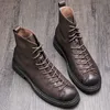 Bottes arrivée hommes en cuir véritable rétro soldats confort court tendance cool garçon chaussures automne 230829