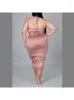 Plus Size Dresses Women's Solid Stretch Tin Temperament Loose French Dress Women Clothing Evening