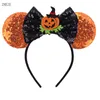 Acessórios de cabelo Halloween Pumpkin Mouse Ears Headband para meninas lantejoulas 5 "Bow Hairband KidsAdult Festival Party DIY Acessórios de cabelo 230828