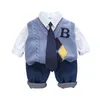 Sonbahar Bebek Erkek Giyim Seti Çocuk Terzini Örgü Yelek Gömlek Pantolon 3 PCS Suit Bebek Giysileri Kıyafetleri Çocuk Spor giyim