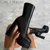 new Boots double platform leather autumn/winter waterproof 2024 thick heel ankle large size high-heeled women's boots T230829 805 high-ed