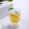 Verres à vin Style japonais rayure Double paroi tasse Bier Koffie tasses à eau Hitteendige transparent Drinkware gobelet