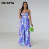 Combinaisons pour femmes Barboteuses CM.YAYA Femmes INS Fleur Bretelles Bowkot Plissée Jambe Large Combinaison Droite Vacances Plage Combishort Costume Barboteuse 230828