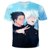 Camiseta masculina jujutsu kaisen anime 3d impresso verão o-pescoço manga curta casual manga desenhos animados camiseta criança topos roupas femininas