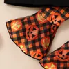 Ensembles de vêtements Halloween 3pcs ensemble automne enfants vêtements bébé filles bandeau doux à manches longues coton lettre body plaid pantalon costumes 6m à 4y 230828