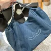 Designer feminino ombro grande capacidade 33cm saco de compras denim saco clássico bordado matelassê corrente crossbody saco nas axilas sacola de luxo com forro interno