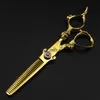 Scissors Shears 6 Inch All Golden Dragon Hairdressing Barber Scissors Professional Barbershop Scissor Haircut Salon Cutting Shears Set Thinning x0829