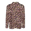 Polos masculinos com estampa de leopardo camisetas casuais homens rosa e dourado camisas polo de manga comprida gola virada para baixo camisa gráfica de primavera legal tamanho grande