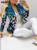 Dwuczęściowe spodnie damskie CM. Yaya Elegancki Ins Paisley Butterfly Suit i spodnie Dwa 2 -częściowe zestawy dla kobiet jesienne zimowe strój stroju 230829
