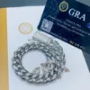 Diamond godkänd test 8mm/10mm/12mm/14mm/18mm bredd 7/8/9 tum guldpläterad rostfritt stål Moissanite diamant kubansk armband för män kvinnor trevlig gåva gåva