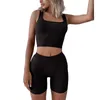 Dames trainingspakken Dames S Cual Workout Sets Effen kleur Cropped Cami Tops Hoge taille Shorts Actieve slijtage