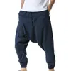 Pantaloni da uomo Casual Sport Uomo Moda Bloomers Vita media Yoga Harem con tasche Pantaloni con cavallo basso in puro colore Abbigliamento maschile