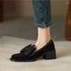 Elbise Ayakkabı Soafers Kadın Bahar 2023 Moda Tasarımcısı Tıknaz Topuklu Kadın Zarif Kare Toe Ofis Pompaları Zapatos