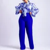 Women's Two Piece Pants Suit Printed Long Sleeved Shirt Oversized Slightly Plump Slim Wide Leg Trendy