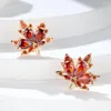 Stud Earrings Girls Plant For Women Gold Color Round Pear Cut Red Zircon Charm Wedding Ear Studs Engagement Jewelry