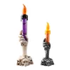 Halloween skalle ljusstakel ljus, skelett spöke hand flamlöst ljuslampa party bar halloween dekoration lampa