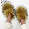 Pluszowe slajdy zimowe kapcie furry sztuczne kobiety ciepłe bawełniane śliskie modne fuzie Flip Flip Flops Fluffy Fur Buty Woman T230828 326