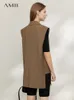 Kvinnors västar amii minimalism Autumn Blazer Vest för kvinnor Lossa avslappnad ärmlös hackad slitsjacka Fashion Outwear Kvinnliga kläder 12270105 230829