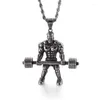 Pendant Necklaces Gym Barbell Dumbbell Weightlifting Bodybuilding Necklace Stainless Steel Chains Accessories