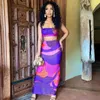 Work Dresses 2 Piece Set Women Clothing Zebra Print Suspender Crop Top Maxi Skirt Open Shoulder Sexy Streetwear Backless Outfits Floral