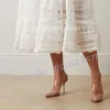 Chinelos coração pontudo pvc mulheres elegante transparente envoltório salto alto sapatos nus verão cor misturada feminino est outfit