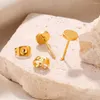 Brincos de garanhão minimalista cor de ouro brilhante redondo para mulheres menina moda jóias de aço inoxidável pequeno disco simples
