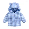 Down Coat 2023 Fashion Children Jacket Outerwear Boy And Girl Autumn Warm Hooded Kids Babys Lattice Coats Korean Style 0-6Y