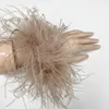 MISSJANEFUR – manchettes en plumes d'autruche véritable pour femmes, vente en gros, bracelet en fourrure élastique, 230829