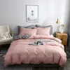 Bedding sets Simple Texture Grain Polyester Duvet Cover Set King Size Plain Queen Affordable Durable Quilt and Pillow Case 230828