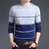 Chandails pour hommes marque de mode pull pull rayé coupe ajustée pulls tricotés en laine automne Style coréen décontracté hommes vêtements Hombre 230829