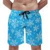 Pantaloncini da uomo Summer Board Sparkle Snowflake Running Surf Design con stampa blu Pantaloni corti da spiaggia Simpatico costume da bagno ad asciugatura rapida di grandi dimensioni