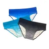 Men's Swimwear Gradient Color Mens Swim Briefs Sexy Low Waist Pad Pouch Beach Surfing Trunks European American Bathing Suit