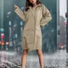 Jaquetas femininas Mulheres jaqueta de chuva com capuz leve manga comprida blusão zip up cordão capa de chuva bolsos suéter colarinho