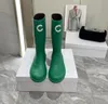 Stivali firmati Stivale da pioggia da donna in gomma a tubo lungo Nero viola verde Stivale da pioggia classico impermeabile Scarpe da pioggia vintage in gomma casual da donna