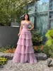 Abiti da festa Viola Prom con gonna sopra Abiti da sera di lusso in cristallo Dubai Abiti eleganti da sposa lunghi da donna