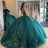 Blackish Green Sweetheart Ball Suknia Quinceanera Sukienki Vestidos de 15 Anos Applique Koraliki