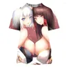 T-shirt da uomo 2023 Darling In The Franxx Camicia Uomo Donna T-shirt Bambini Ragazzo Hip Hop Top Tees Ragazza sexy Maglietta Zero Two Hentai 3D Camisetas