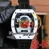 RRF 52-05 Versão mais recente Japão Miyota NH Relógio automático masculino caixa de cerâmica de metal branco Mars Valles Marineris Dial pulseira de borracha preta Super Edition relógios de eternidade
