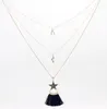 Pendentif Colliers Chaind Chain Wishbone Feuille de cristal Big Abalone Star Forme Collier de pompon en coton