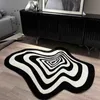 Creative Living Room Carpet Black and White Striped Home Decoration Bedroom Rug Fluffy Plush Children's Play Mat Custom Size HKD230828