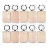 Porte-clés en bois personnalisé simple carré coeur rectangle forme clé pendentif porte-clés bricolage porte-clés en bois blanc DHL KimterD272682515 LL