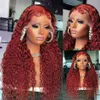 Deep Curly Human Hair Wigs 13x4 13x6 HD Deep Wave Lace Frontal Wigs Red 99J Ready To Go Deep Wave Wigs for Women