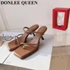 Slipare 2023 Summer Women Thin High Heels Sandal Female Flip Flops Brand Slipper French Elegant smala band Sandalia