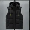 Gilets pour hommes chapeau à capuche détachable surdimensionné gilet veste automne et hiver épais hommes coupe-vent chaud noir grande taille 5XL