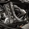 Stivali di grandi dimensioni 3846 da uomo in pelle da motociclista a metà polpaccio militare da combattimento cintura gotica punk da uomo scarpe rock 230829